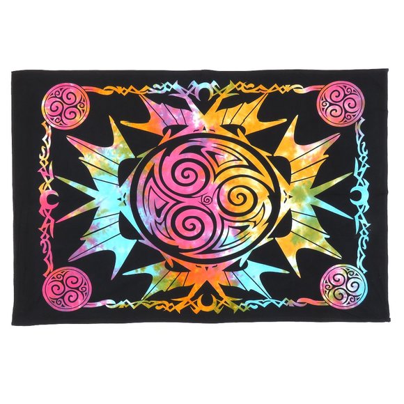 Oussum Tie Dye Multi Triskele Wolf Wall Hanging Poster Tapestry for Home Decor - Picture 2 of 4